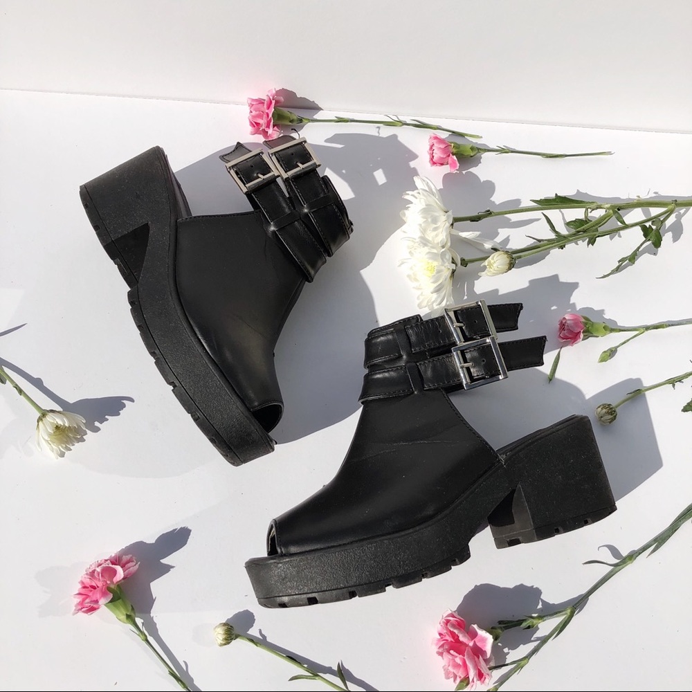 ASOS | Open Toe Ankle Boots with Buckle Straps